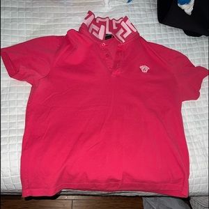 Men’s Pink Versace Greca Collar Polo shirt
